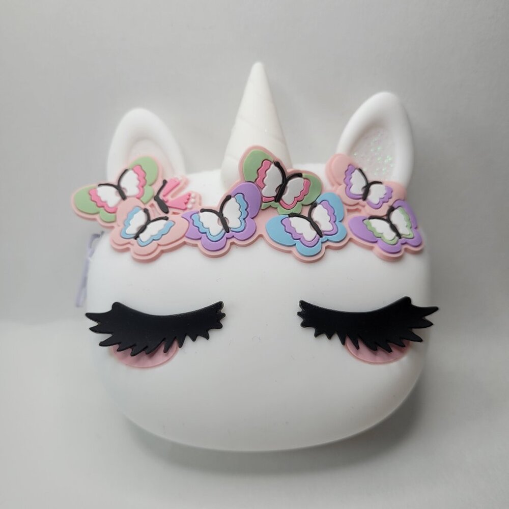 Claire's Unicorn Butterfly Crown Silicone Coin Purse White Jelly Wallet